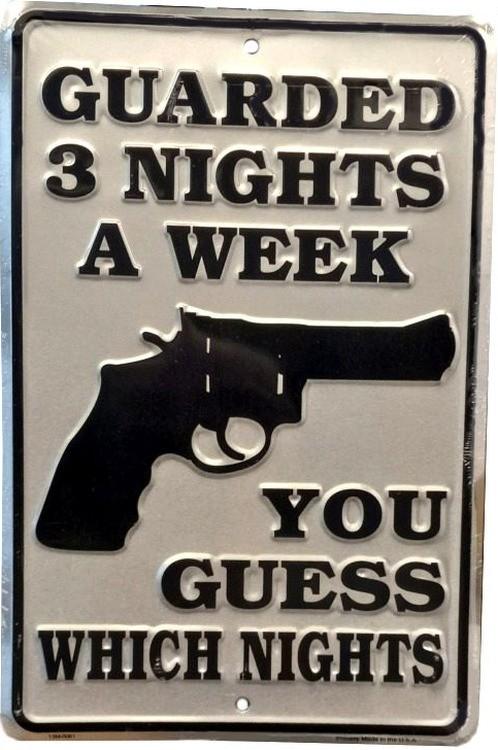 signs 4 fun Guarded 3 Nights Sm. Parking Sign