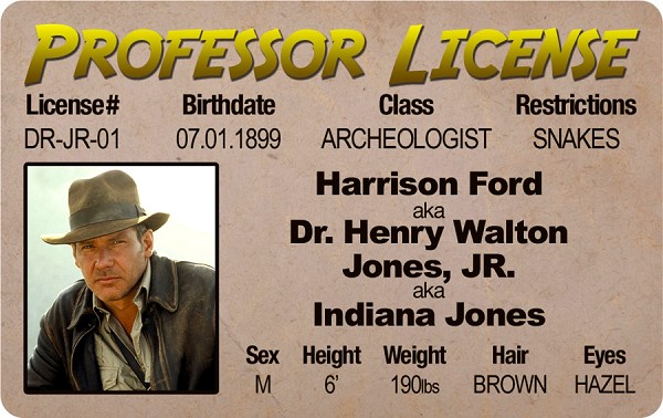 signs 4 fun Harrison Ford - Indiana Jones ID
