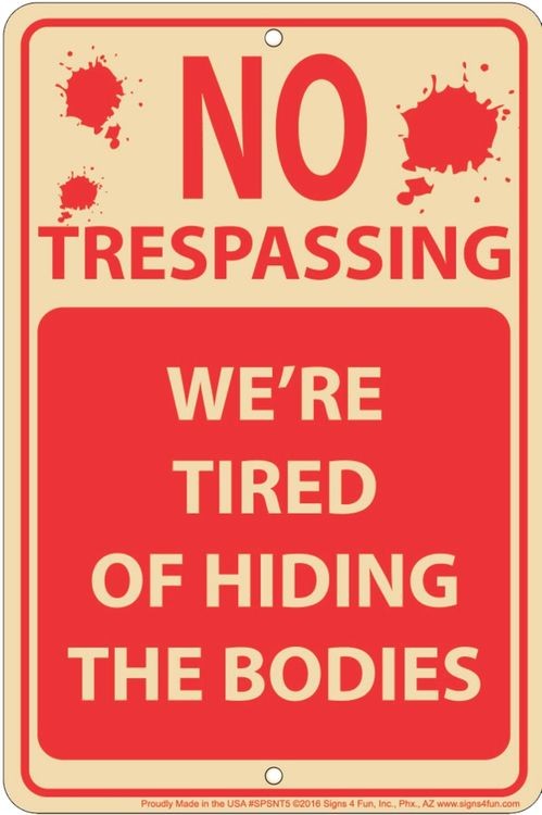 signs 4 fun Hiding Bodies Sm. Parking Sign