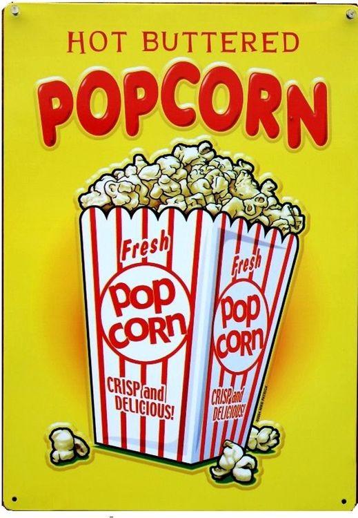 signs 4 fun Hot Buttered Popcorn Metal Sign