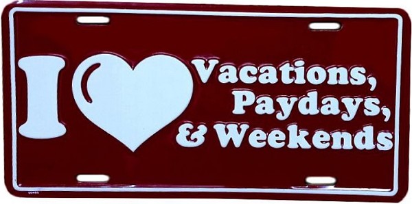 signs 4 fun I Love Vacations License Plate