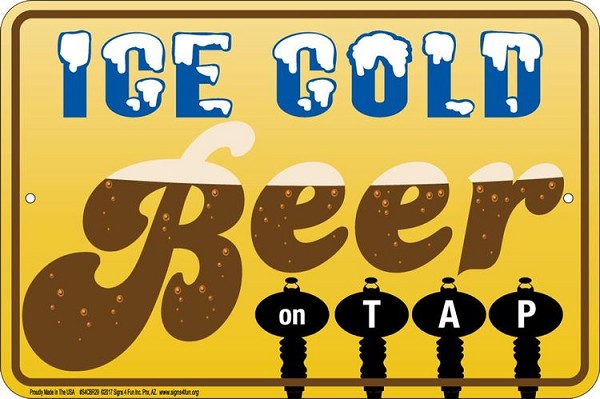 signs 4 fun Ice Cold Beer on Tap Sm. Parking Sign