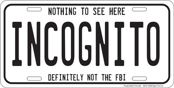 signs 4 fun INCOGNITO License Plate