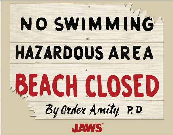 signs 4 fun Jaws No Swimming Metal Sign