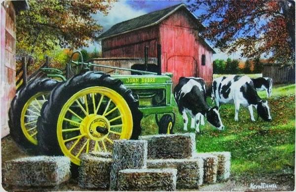 signs 4 fun John Deere w/Cows Metal Sign