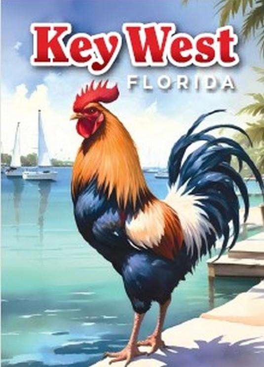 signs 4 fun Key West Rooster at Dock Magnet