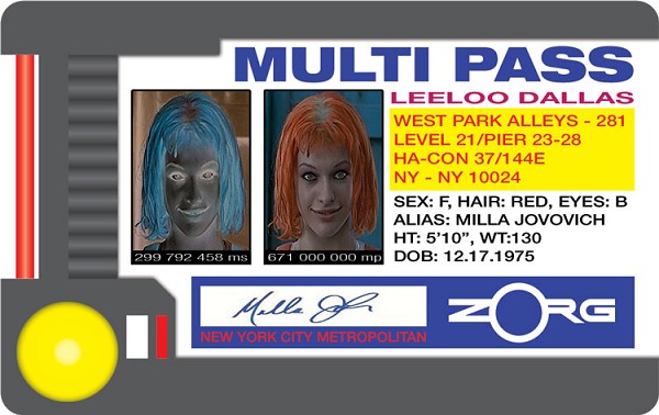 signs 4 fun Leeloo Dallas Multi Pass ID