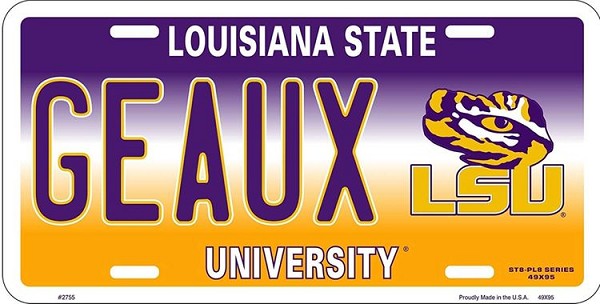 signs 4 fun Louisiana State U Tigers License Plate
