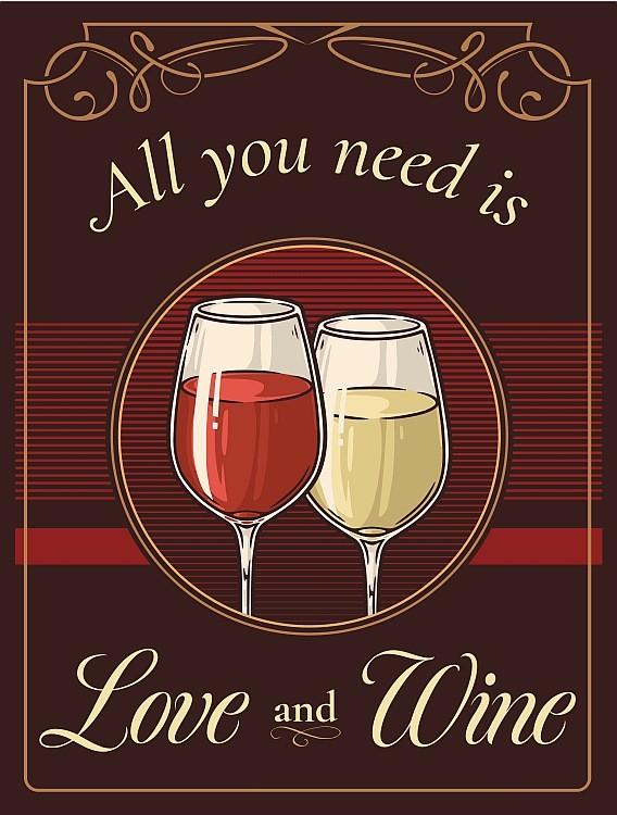 signs 4 fun Love and Wine Metal Sign