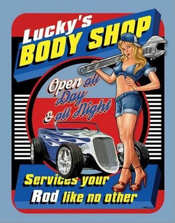 signs 4 fun Lucky's Body Shop Metal Tin Sign