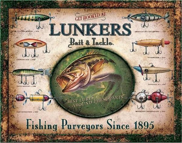 signs 4 fun Lunker's Lures Metal Tin Sign