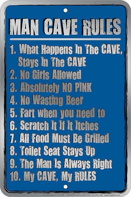signs 4 fun Man Cave Rules Sm. Parking Sign