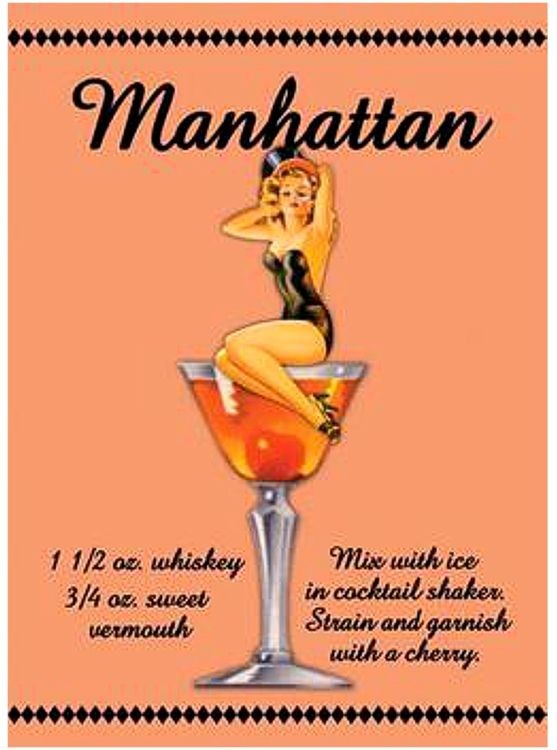 signs 4 fun Manhattan Cocktail Recipe Metal Sign