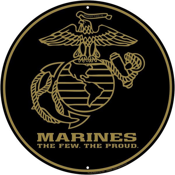 signs 4 fun Marines Gold Emblem 12 inch Round Sign