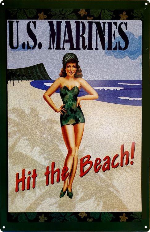signs 4 fun Marines Hit The Beach Metal Sign