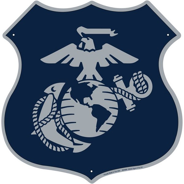 signs 4 fun Marines Silver Emblem Highway Shield