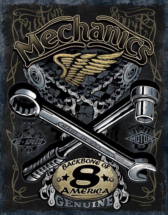 signs 4 fun Mechanics are the Backbone Tin Sign