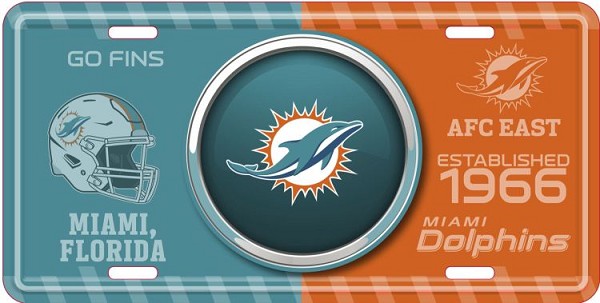 signs 4 fun Miami Dolphins Bullseye License Plate
