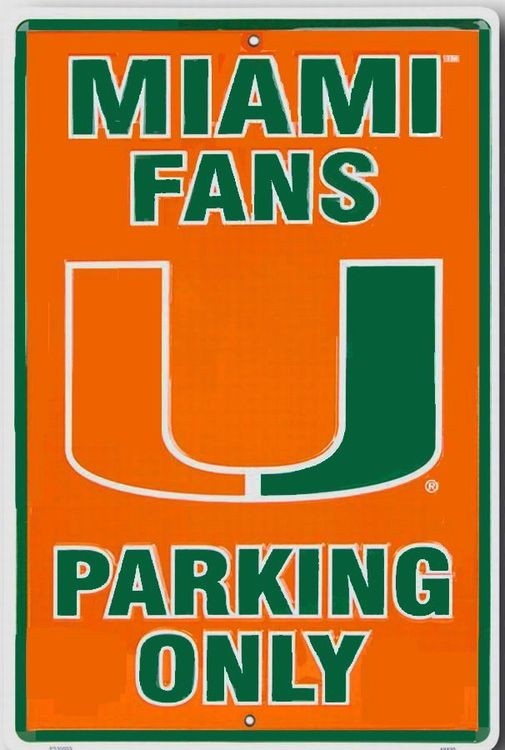 signs 4 fun Miami Hurricanes Large Parking Sign