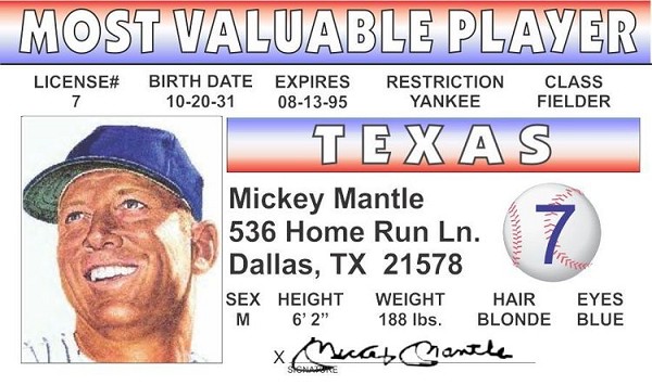 signs 4 fun Mickey Mantle ID