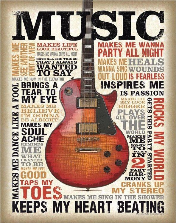 signs 4 fun Music Inspires Me Metal Sign
