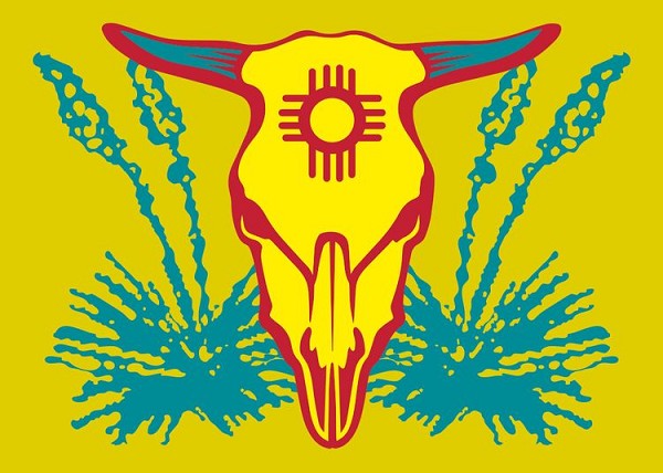signs 4 fun NM Skull with Agave Small Sticker