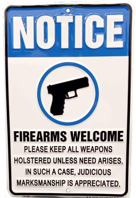 signs 4 fun Notice Firearms Sm. Parking Sign