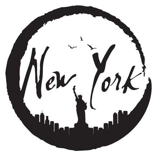 signs 4 fun NY Round Black Skyline Large Sticker