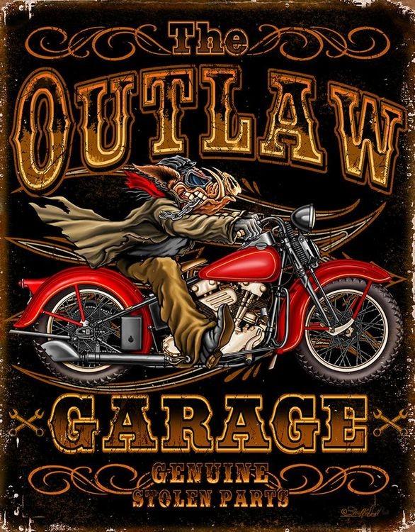 signs 4 fun Outlaw Garage Bikes Metal Sign
