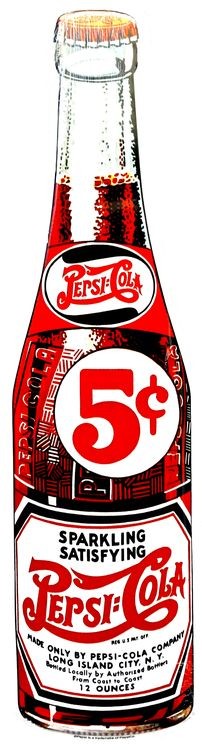 signs 4 fun Pepsi 5c Molded Bottle Die Cut Sign