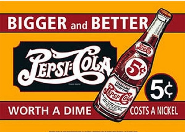 signs 4 fun Pepsi Big/Better Horz Ylw Metal Sign