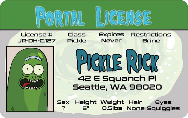 signs 4 fun Pickle Rick ID