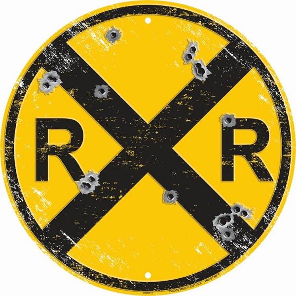 signs 4 fun Railroad with Bullet Holes Round Sign