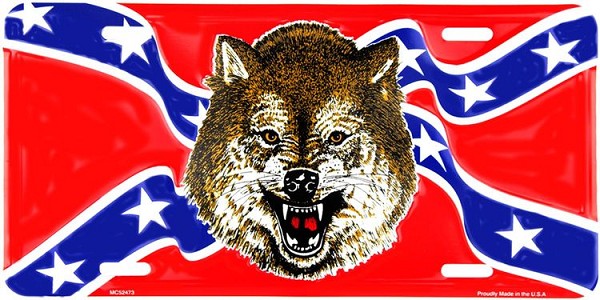 signs 4 fun Rebel Flag Wolf License Plate