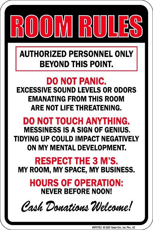 signs 4 fun Room Rules Sm. Parking Sign