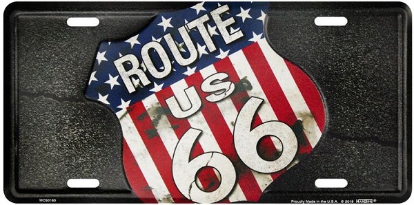 signs 4 fun Route 66 Flag Black License Plate