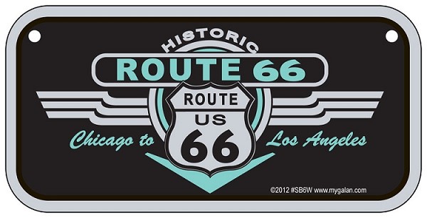 signs 4 fun Route 66 Historic Blk & Turq. Bike Tag