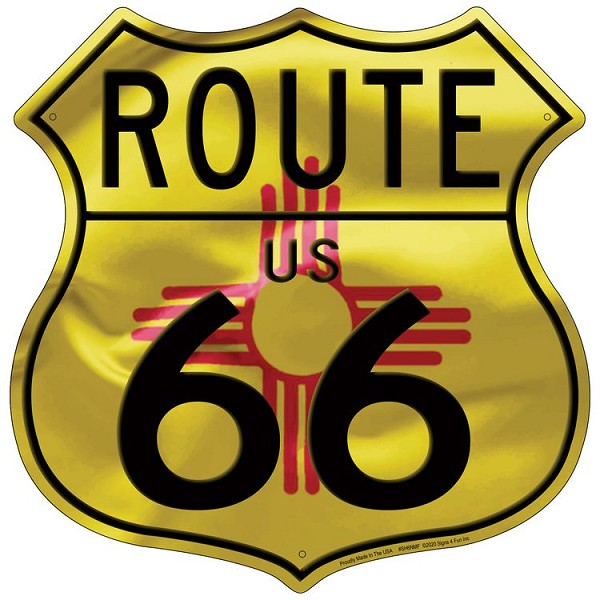 signs 4 fun Route 66 NM Flag Shield Sign