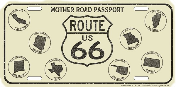 signs 4 fun Route 66 Passport License Plate