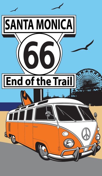 signs 4 fun Route 66 Santa Monica VW Sticker