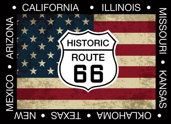 signs 4 fun Route 66 Shield And Flag Magnet