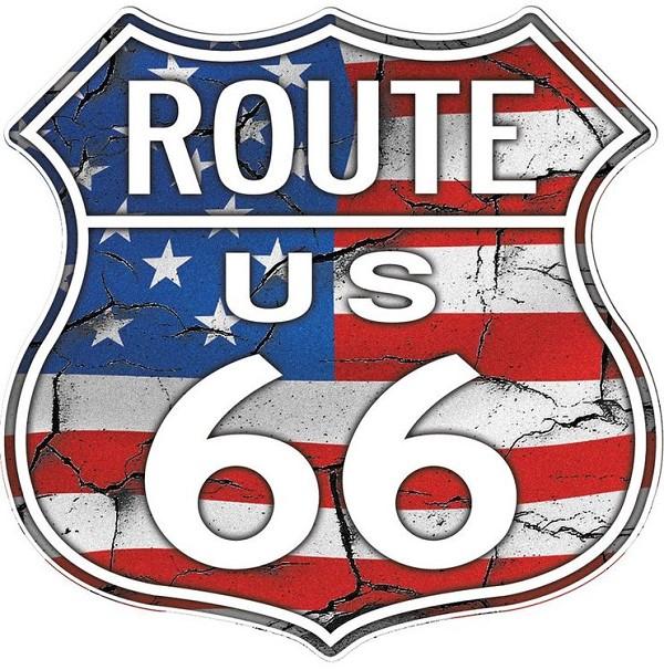 signs 4 fun Route 66 Shield w/ Flag Sticker