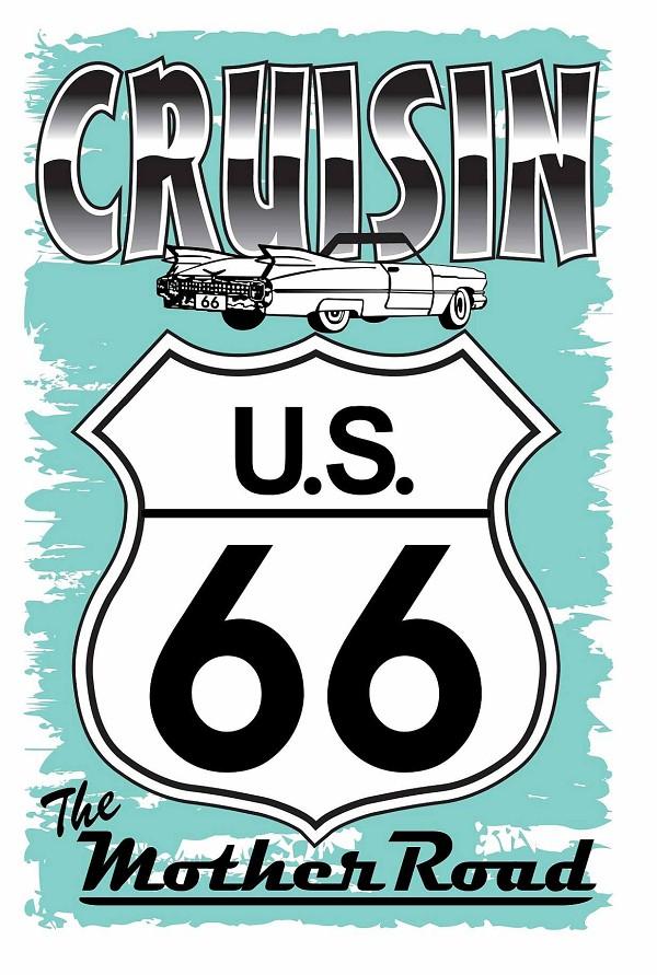 signs 4 fun Route 66 Turq. Cruisin Postcard