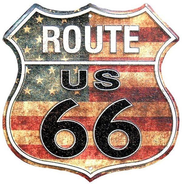 signs 4 fun Route 66 US Flag Shield Sign