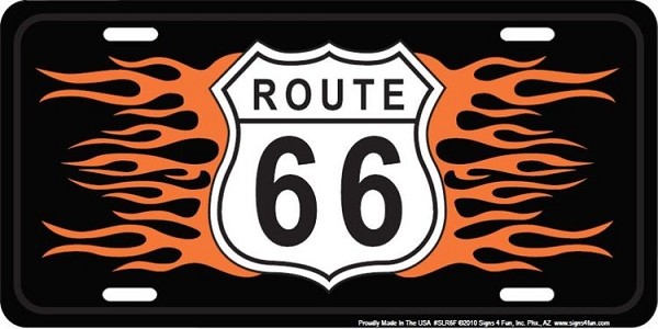 signs 4 fun Route 66 w/ Flames License Plate