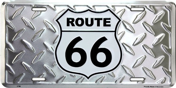 signs 4 fun Route 66 White Shield License Plate