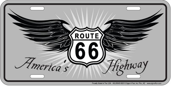 signs 4 fun Route 66 Wings Americas License Plate