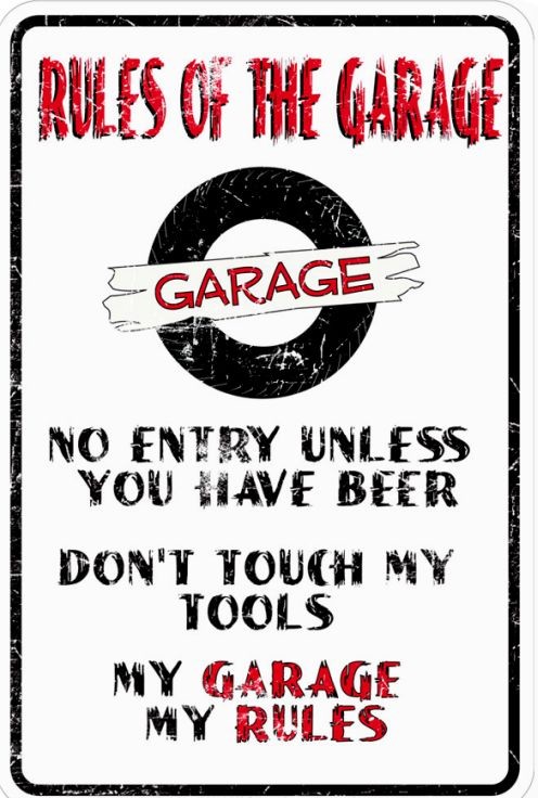 signs 4 fun Rules of the Garage Sm. Parking Sign