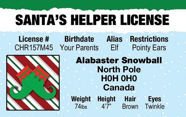 signs 4 fun Santa's Helper ID