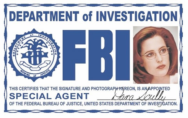 signs 4 fun Scully FBI ID